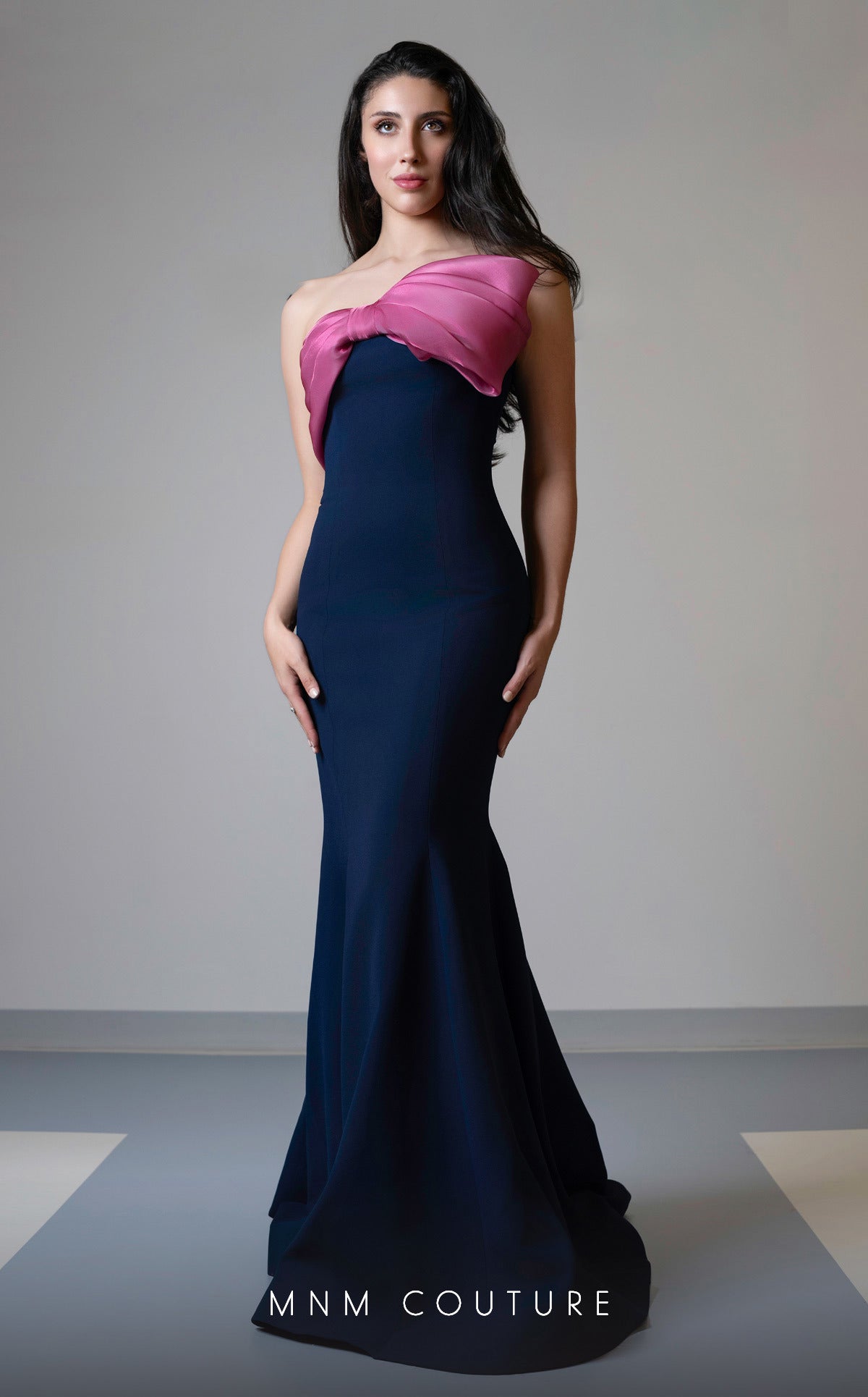 Formal Dresses Mermaid Fit Long Formal Prom Dress Navy/Pink