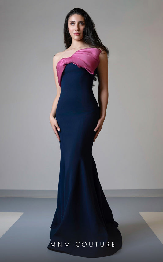 Formal Dresses Mermaid Fit Long Formal Prom Dress Navy/Pink