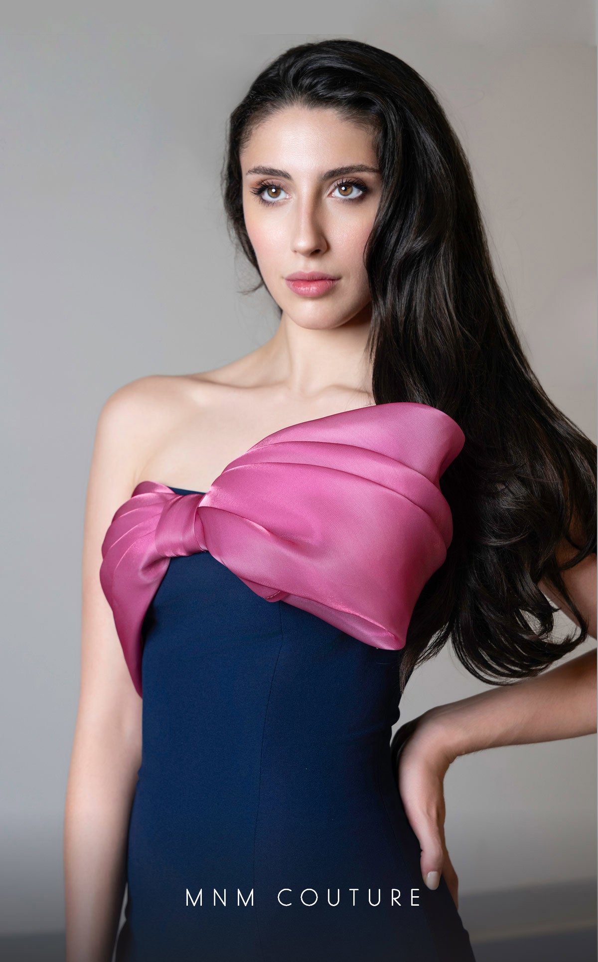 Formal Dresses Mermaid Fit Long Formal Prom Dress Navy/Pink