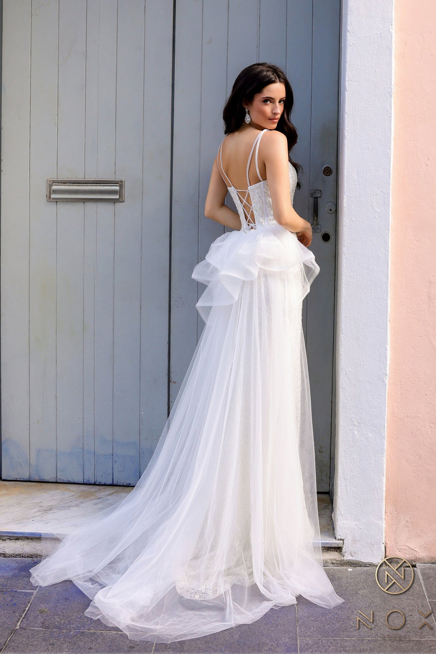 Prom Dresses Long Fitted Formal Overskirt Prom Dress White