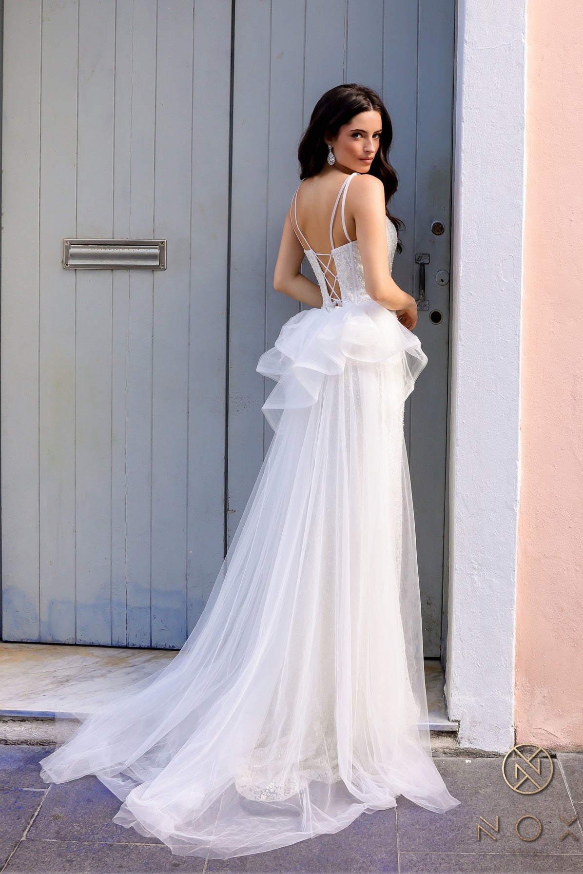 Prom Dresses Long Fitted Formal Overskirt Prom Dress White
