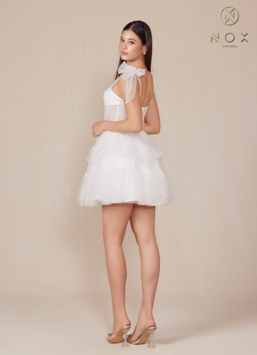 Prom Dresses Short Tiered Cocktail Dress White