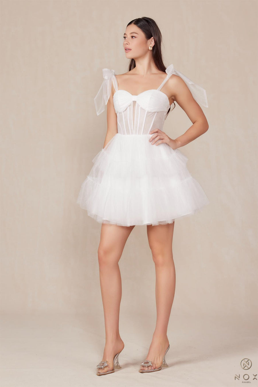 Prom Dresses Short Tiered Cocktail Dress White