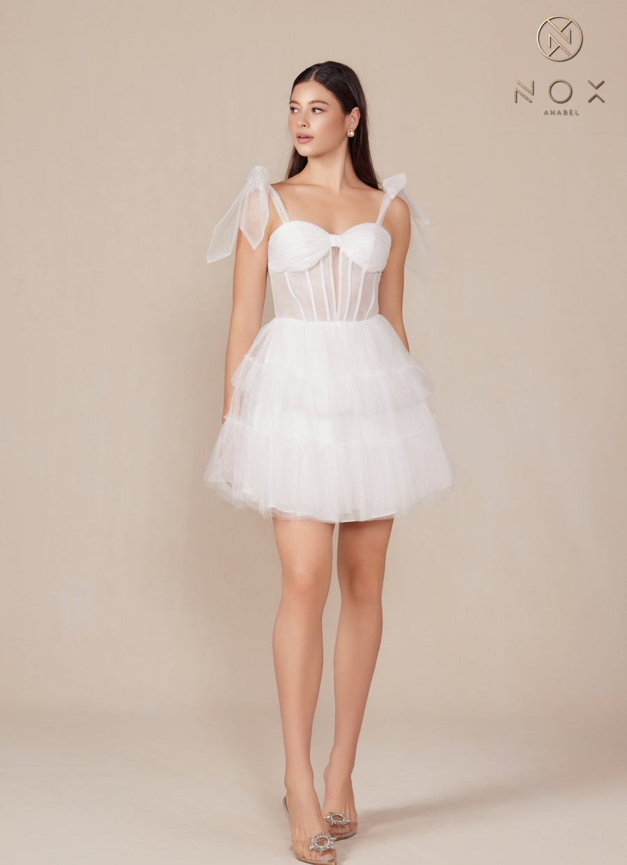 Prom Dresses Short Tiered Cocktail Dress White