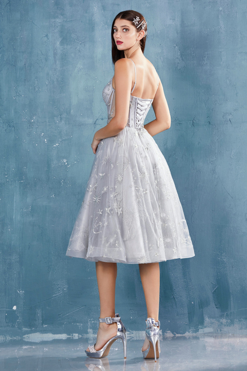 Cocktail Dresses Short Spaghetti Straps A-Line Homecoming Dress Silver