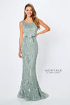 Formal Dresses Beaded Evening Gown Ribbon Detail Formal Dress Sage
