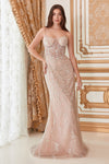 Prom Dresses Fitted Style Spaghetti Straps Long Evening Gown Nude