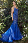 Andrea & Leo A1201 Mermaid Floral Prom Dress Royal