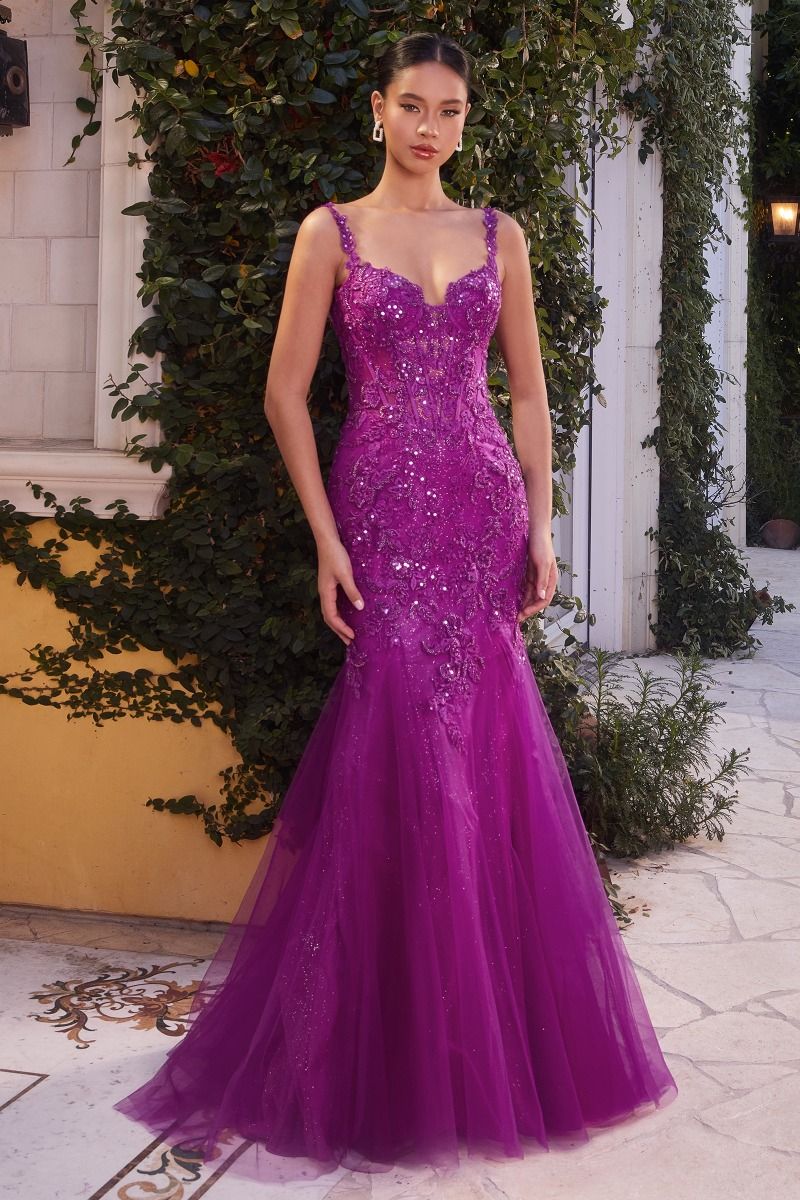 Prom Dresses Long Formal Applique Mermaid Prom Dress Amethyst