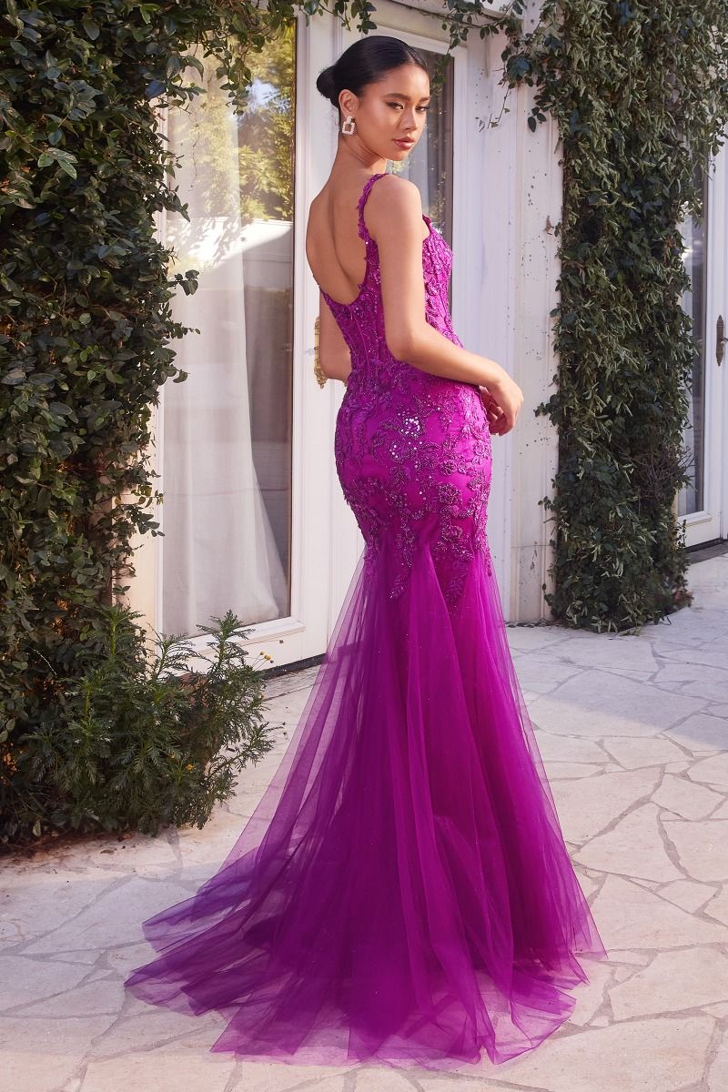 Prom Dresses Long Formal Applique Mermaid Prom Dress Amethyst