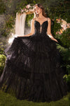 Prom Dresses Long Layered Pleated Formal Prom Dress Black