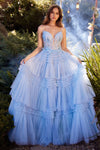 Prom Dresses Long Layered Pleated Formal Prom Dress Blue