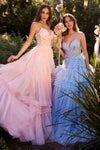 Prom Dresses Long Layered Pleated Formal Prom Dress Pink Blue