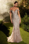 Prom Dresses Long Formal Prom Fitted Beaded Dress Dusty Mauve