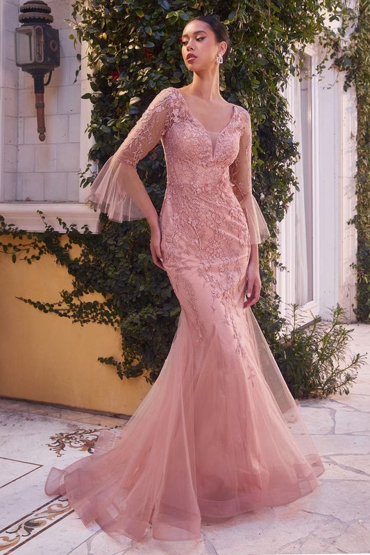 Formal Dresses Long Beaded Mermaid Formal Prom Dress Rose