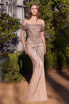 Prom Dresses Long Fitted Beaded Formal Dress  Gold Silver