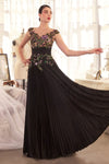 Formal Dresses A Line Long Sequin Pleated Formal Dress Black