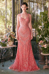 Prom Dresses Long Formal Fitted Beaded Prom Dress Coral