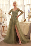 Formal Dresses A Line Long Sequin Formal Dress Greenery