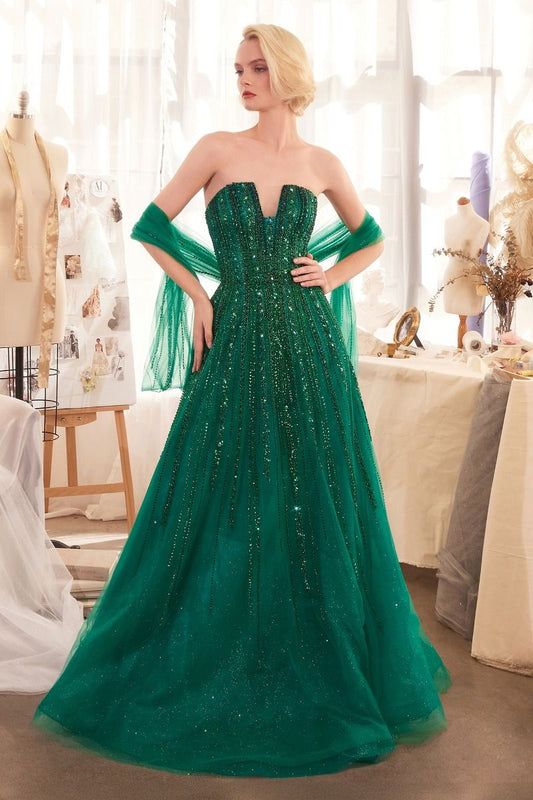 Prom Dresses Long Fitted Ombre Beaded Formal Prom Dress Emerald