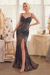 Prom Dresses Long Ombre Sequin Fitted Formal Prom Dress Navy