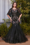 Formal Dresses Long Mermaid Gown Floral Sequin Formal Dress Black Nude