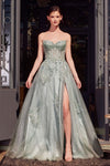Prom Dresses Long Formal Ball Gown Layered Sequin Floral Prom Dress Sage