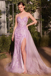 Prom Dresses Long Floral Beaded Applique Formal Prom Dress Lavender