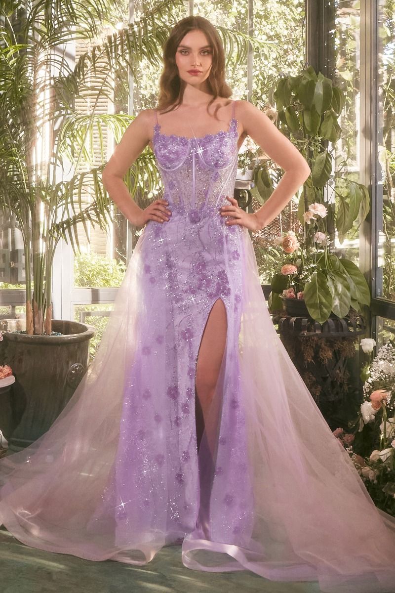Prom Dresses Long Formal Fitted Gliiter Overskirt Prom Dress Lavender