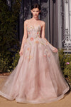 Prom Dresses Long Formal Floral A Line Printed Prom Dress Peach