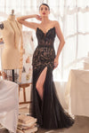 Prom Dresses Long Formal Beaded Mermaid Sequin Prom Dress Black Nude