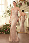 Prom Dresses Beaded Evening Gown Long Formal Prom Dress Champagne