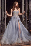 Prom Dresses Prom Layered Long Glitter Formal Dress Smoky Blue
