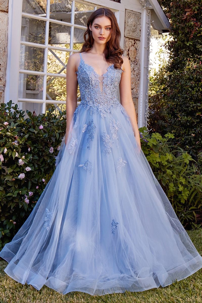 Prom Dresses Long Formal A Line Lace Prom Dress Blue