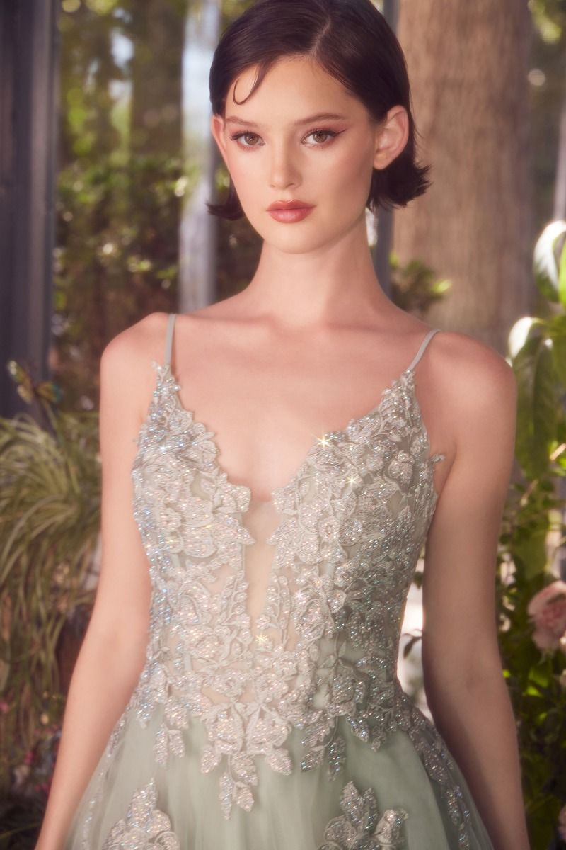 Prom Dresses Long Formal A Line Lace Prom Dress Sage