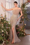 Prom Dresses Fitted Long Formal Pleated Slit Prom Dress Champagne