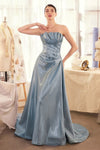 Prom Dresses A Line Long Formal Pleated Prom Dress Smoky Blue
