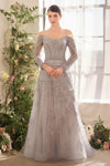 Formal Dresses Beaded Long A Line Formal Evening Dress Sliver