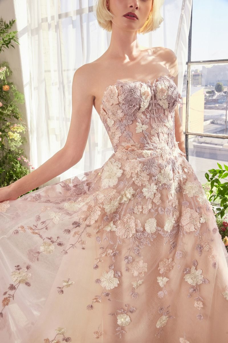 Prom Dresses Long A Line Formal Floral Prom Dress Mauve
