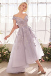 Prom Dresses A Line High Low Formal Lace Applique Prom Dress Lavender