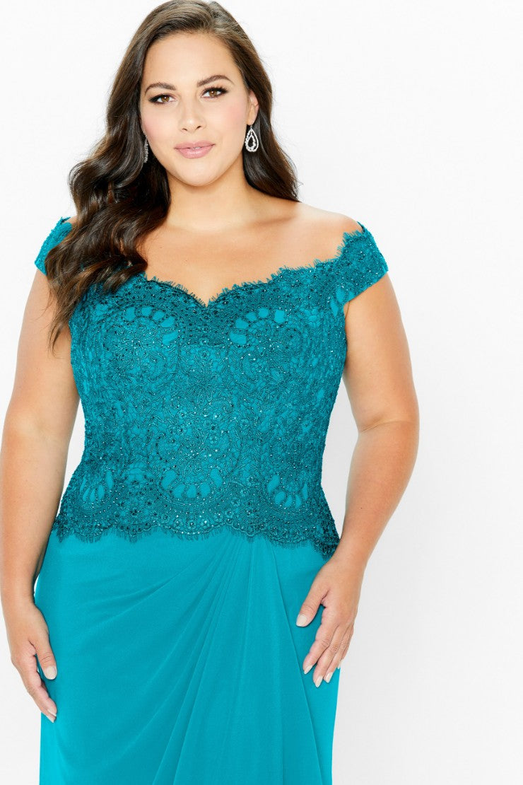 Formal Dresses Long Beaded Lace Fit Formal Dress Teal