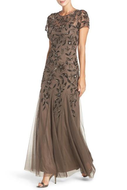 Adrianna Papell Scoop Sleeve Keyhole Mesh Dress - The Dress Outlet Adrianna Papell