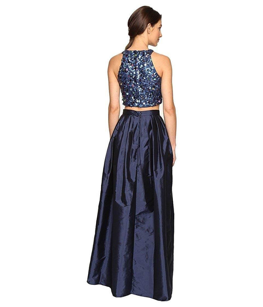 Adrianna Papell Two Piece Halter Prom Long Formal Dress - The Dress Outlet Adrianna Papell