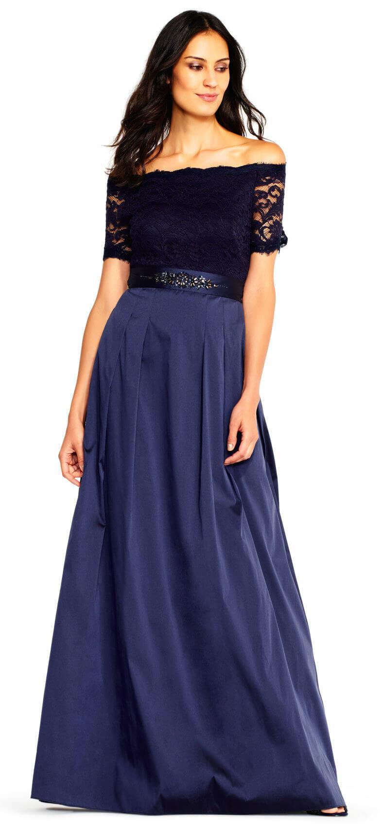Adrianna Papell Long Formal Dress Taffeta Ball Gown - The Dress Outlet Adrianna Papell