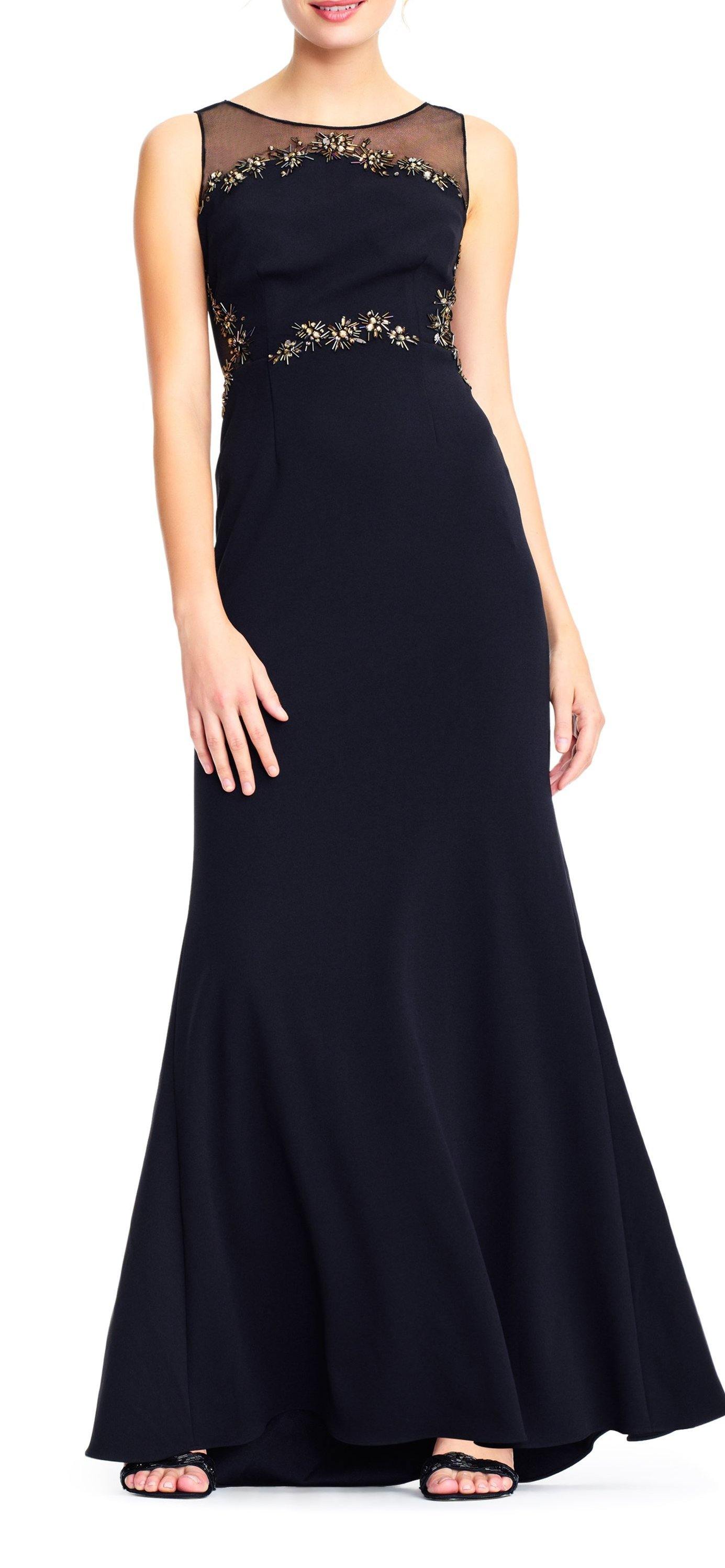 Adrianna Papell Long Formal Sleeveless Mesh Dress - The Dress Outlet Adrianna Papell