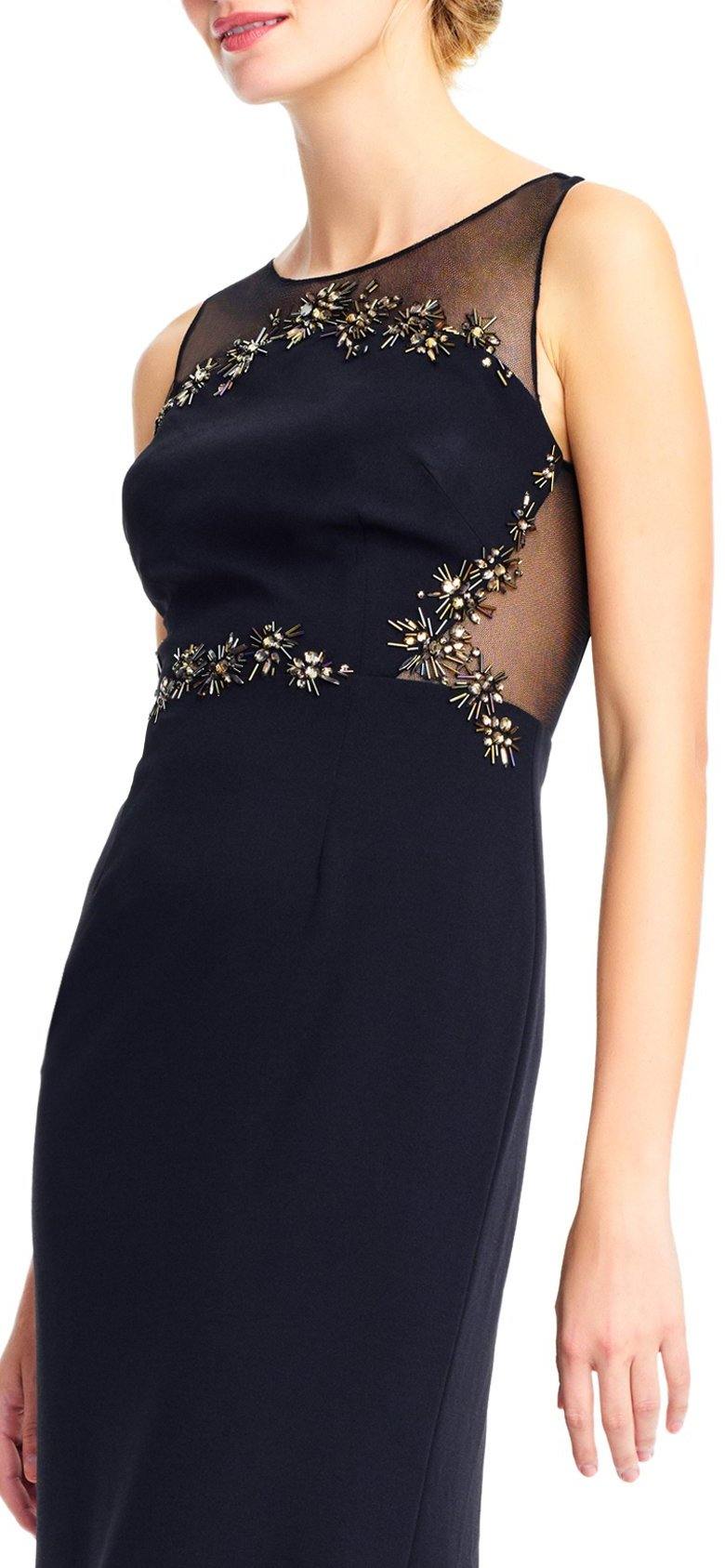 Adrianna Papell Long Formal Sleeveless Mesh Dress - The Dress Outlet Adrianna Papell