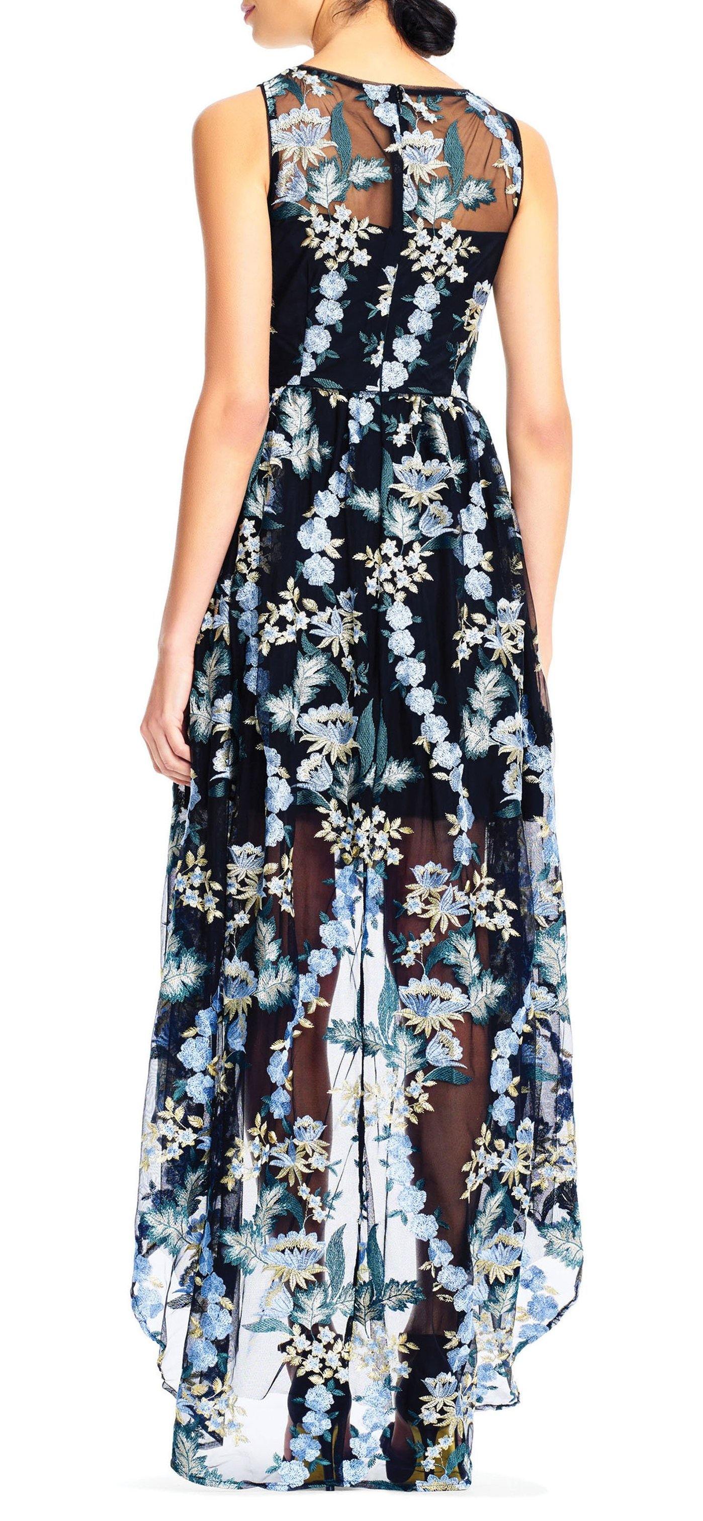Adrianna Papell High Low Hem Formal Mesh Dress - The Dress Outlet Adrianna Papell