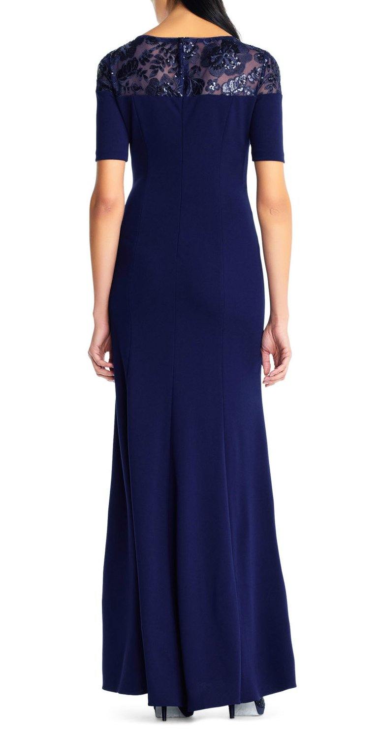 Adrianna Papell Short Sleeve Long Formal Dress - The Dress Outlet Adrianna Papell