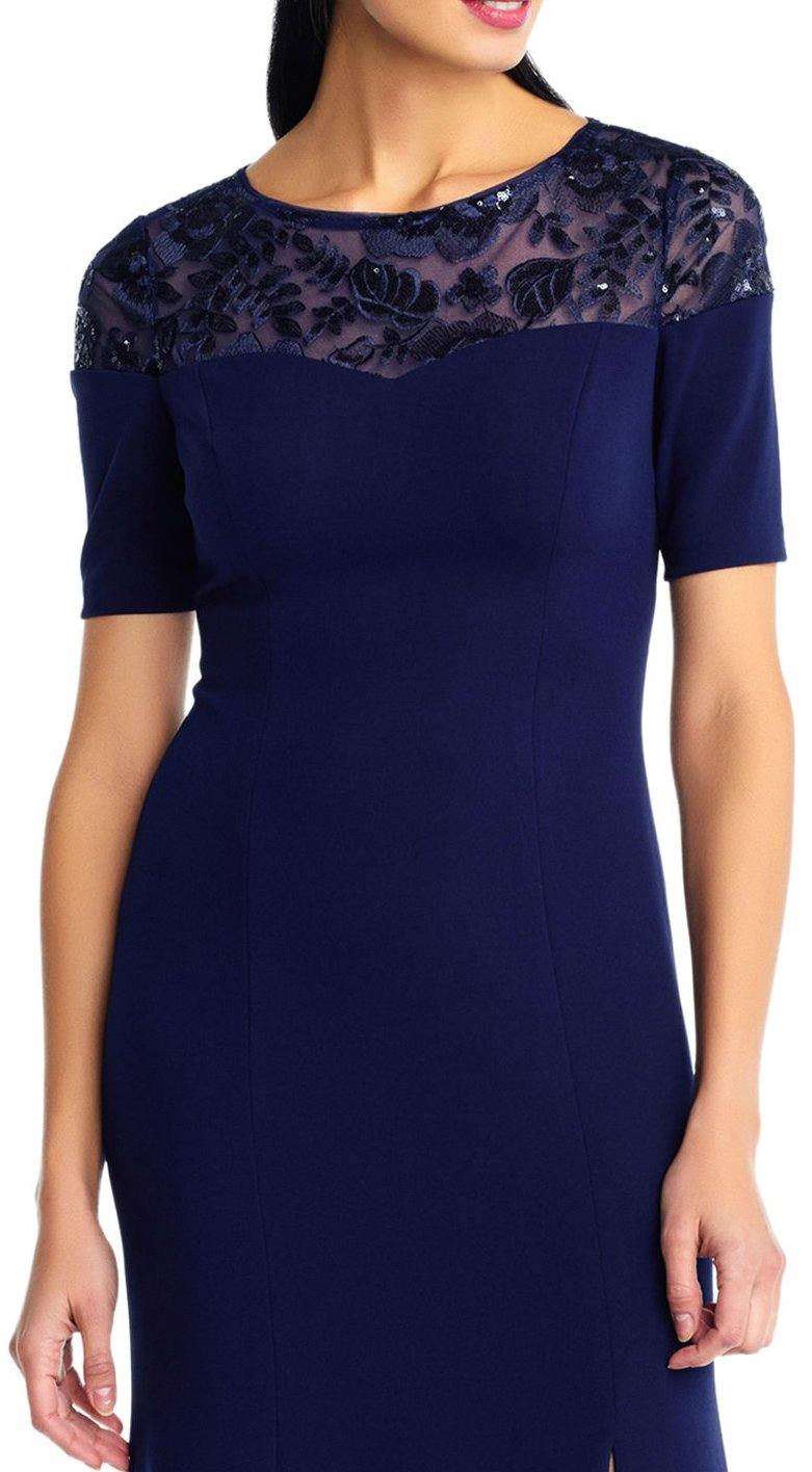 Adrianna Papell Short Sleeve Long Formal Dress - The Dress Outlet Adrianna Papell