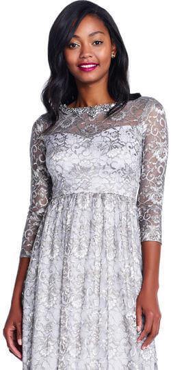 Adrianna Papell Long Formal Long Sleeve Party Dress - The Dress Outlet Adrianna Papell